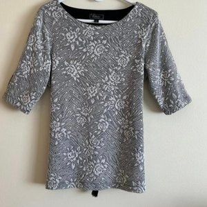 Size Large Grey & Silver Sequin Knit Pullover Top w/Tassel Tie Rope Belt
